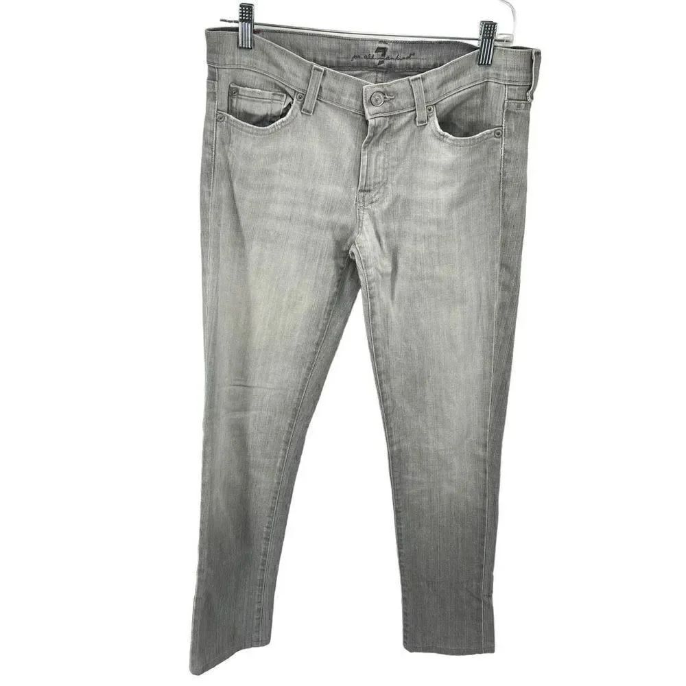 7 for all Mankind Womens Skinny Jeans 5 Pocket Cotton Blend Mid Rise Gray 29